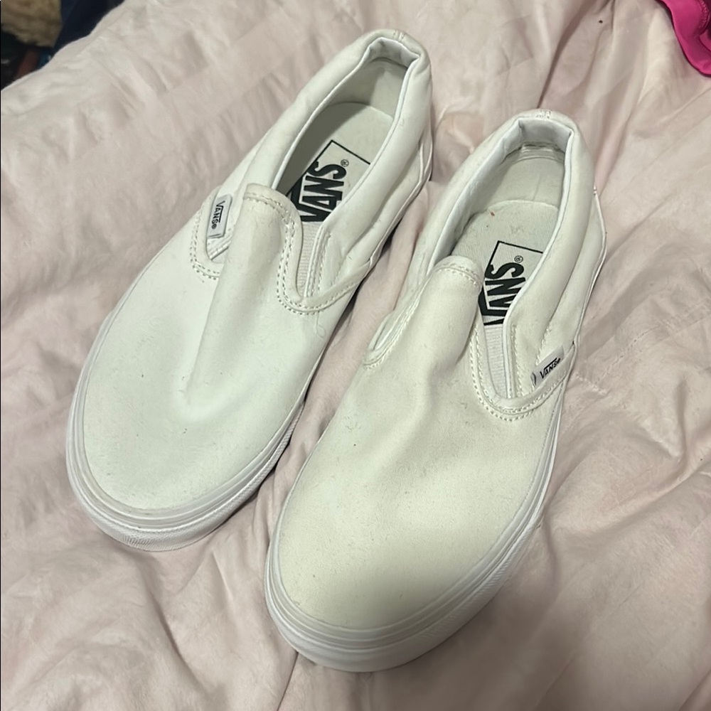 Vans White Slip-On Sneakers